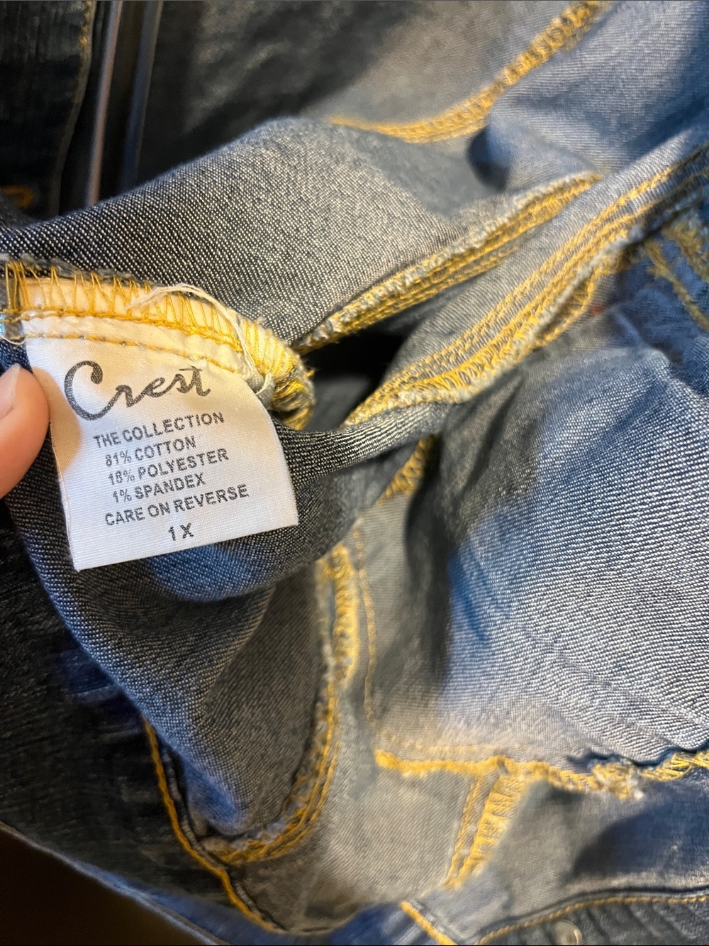 Crest Blue Denim Jean Jacket with Paint Detail - Picture 3 of 8